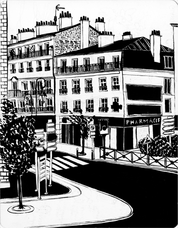 Anna Lubinski - Illustration - Croquis de lieux et d'architecture. Urbansketcher. Rue de Paris.
