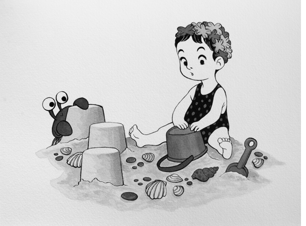 Anna Lubinski - Illustration - Inktober - Girl and crab