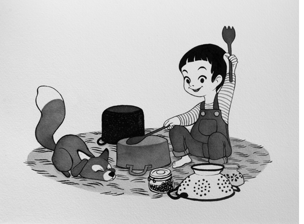 Anna Lubinski - Illustration - Inktober - Kid and fox