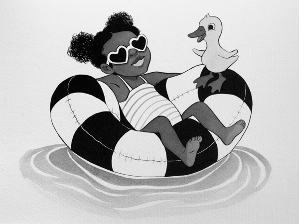 Anna Lubinski - Illustration - Inktober - Girl and duck
